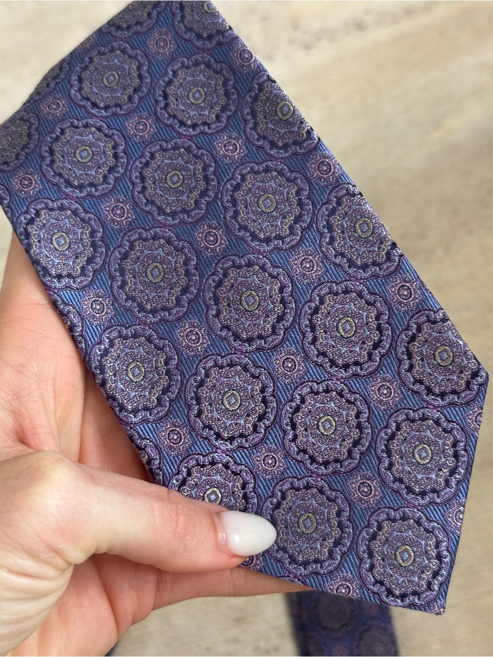 Vintage A.K. Rikk’s Menswear Silk Tie 100% Silk Purple Medallion Grand Rapids